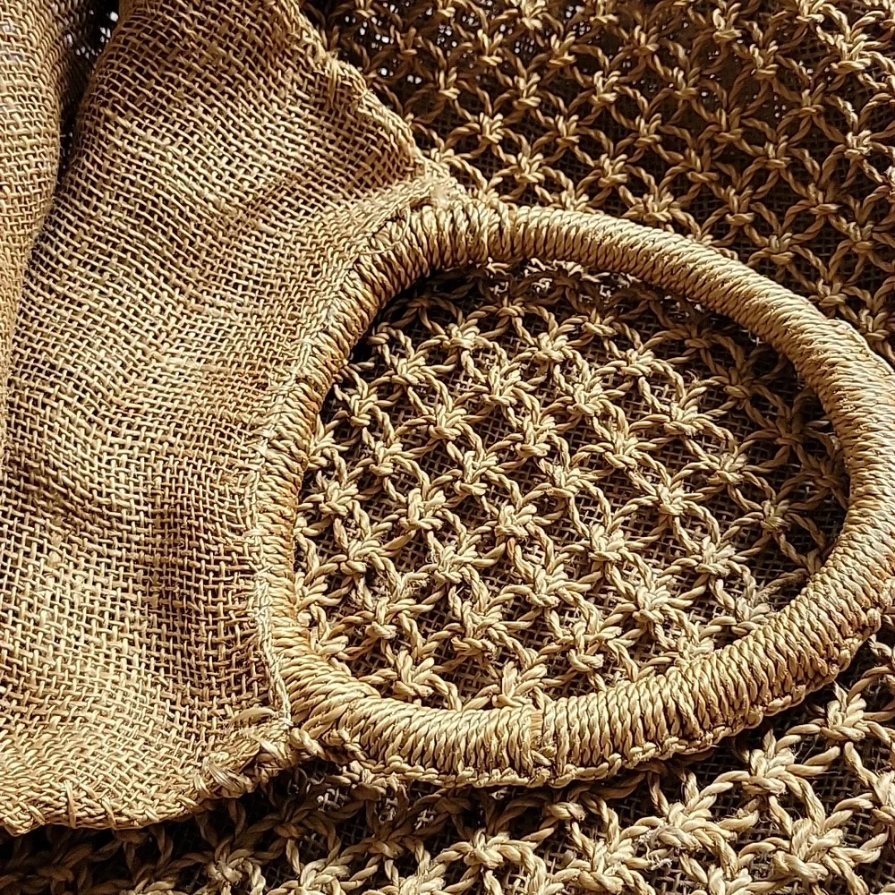 Boho Woven Straw Tote Bag Rattan Beach Handbag Tan OS - Picture 12 of 15